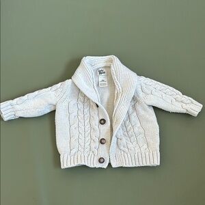 Cozy White Cable Knit Kids Cardigan